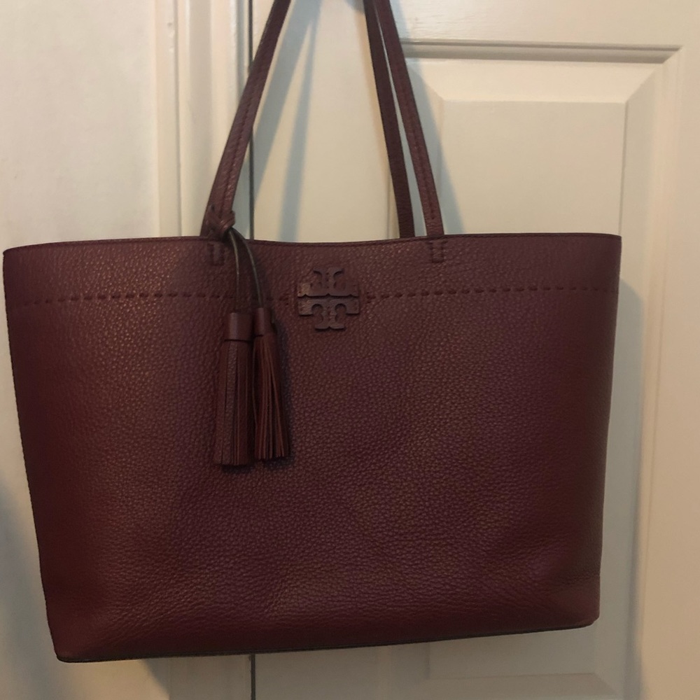 Tory Burch Burgundy McGraw Tote